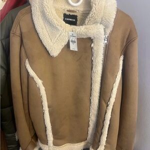 Express Tan Shearling Jacket